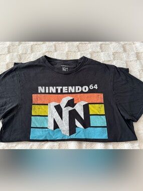 Nintendo Black Kids N64 Stripe Logo Tee